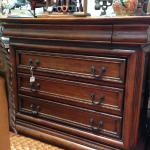 Four-drawer dresser; "Antigua Furniture;" pecan wood 